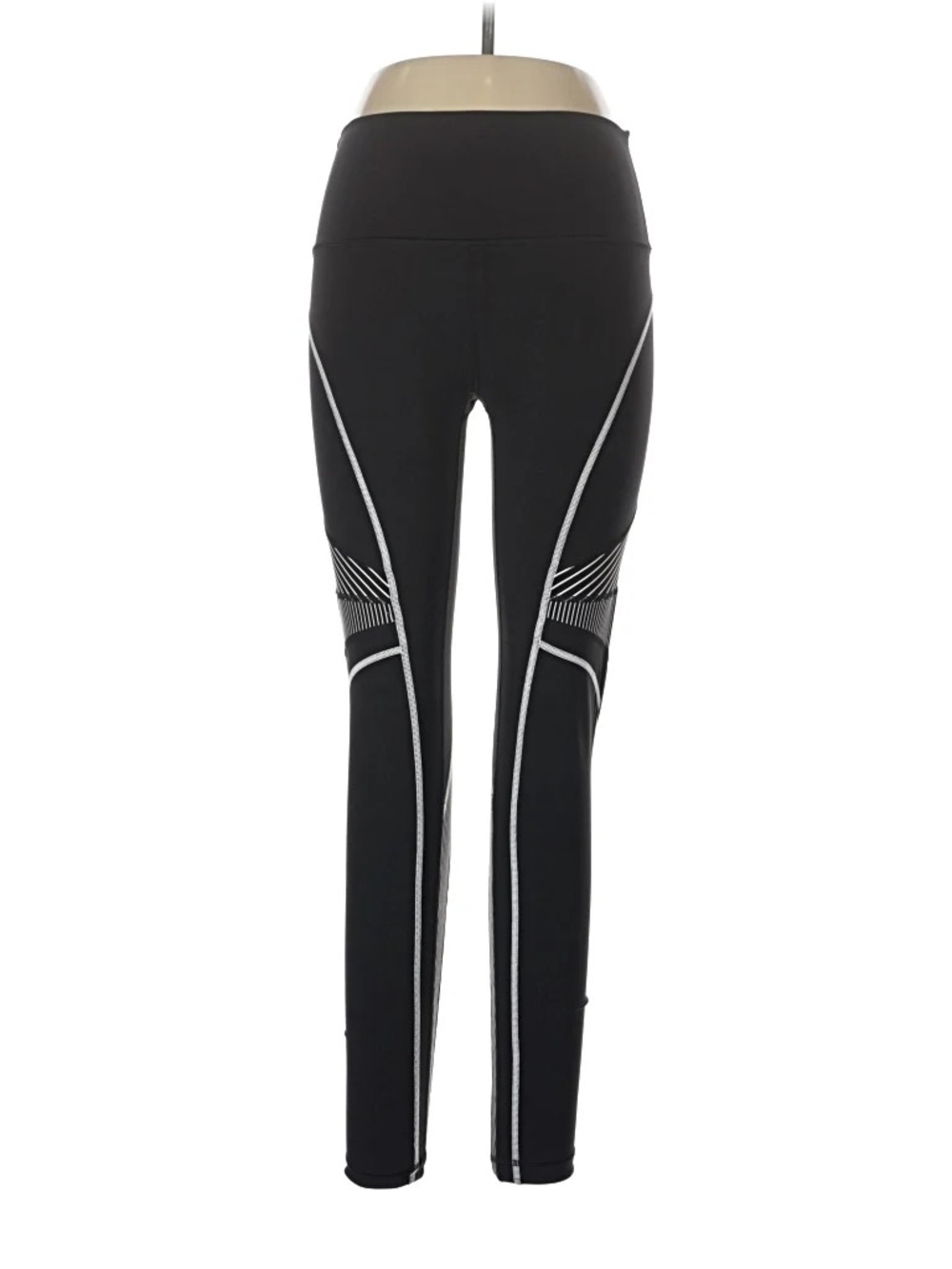 lululemon athletica Black High-Rise Leggings with White Contrast Piping 28”
